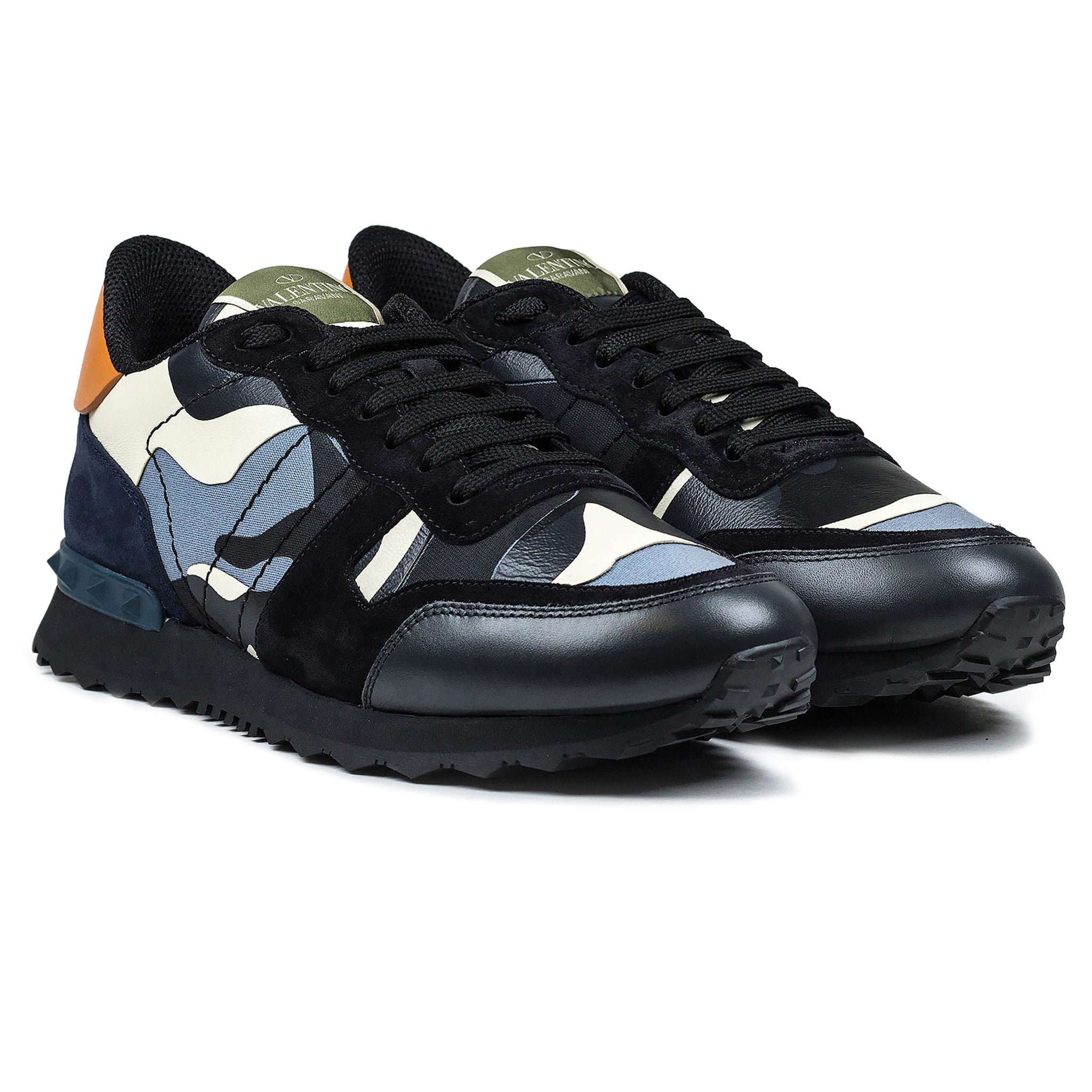 Image of Valentino Rockrunner Sneaker Black Blue Orange